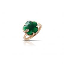 Petit Joli Ring in 18ct Rose Gold with Green Agate and Diamonds - Ring Size K