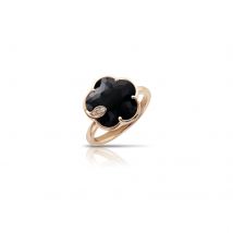 Petit Joli Ring in 18ct Rose Gold with Onyx and Diamonds - Ring Size N