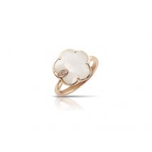 Petit Joli Ring in 18ct Rose Gold with White Agate and Diamonds - Ring Size L
