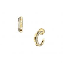 Ice Cube Yellow Gold & Diamond Hoop Earring