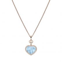 Happy Hearts Pendant, Ethical Rose Gold, Diamonds, Turquoise Mother Of Pearl