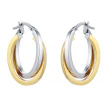 9ct 2 Colour Gold Hoop Earrings