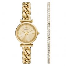 Carlie Three-Hand Gold-Tone Stainless Steel Watch and Bracelet Set