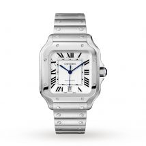 Santos De Cartier Watch Large Model, Automatic Movement, Steel, Interchangeable Metal And Leather Bracelets