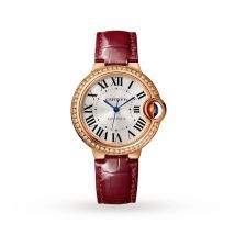 Ballon Bleu De Watch, 33mm, Rose Gold, Diamonds, Leather