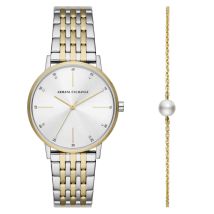 Three-Hand Two-Tone Stainless Steel Watch and Bracelet Set