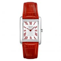 Rectangle Red Leather White Dial Ladies Watch