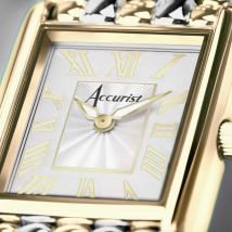 Rectangle Bicolour White Dial Ladies Watch