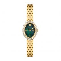 Oval Gold Plated Green Dial Ladies Watch