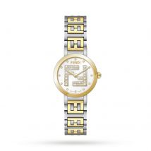 Forever Fendi 19mm White Dial Diamond Crown and FF Logo Stainless Steel and Gold Plated
