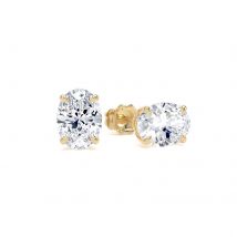 9ct Yellow Gold 1.50cttw Oval Cut Lab Grown Diamond Solitaire Stud Earrings