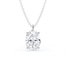 9ct White Gold 2.00cttw Oval Cut Solitaire Lab Grown Diamond Pendant