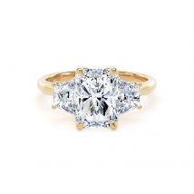 18ct Yellow Gold 2.70cttw Radiant and Trapezoid Cut Lab Grown Diamond 3 Stone Engagement Ring - Ring Size N
