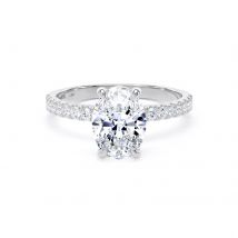 Platinum 1.70cttw Oval Lab Grown Diamond Set Shoulder Solitaire Engagement Ring - Ring Size L