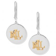 Lauren By Ralph Lauren Sterling Silver Two Tone Drop Earrings