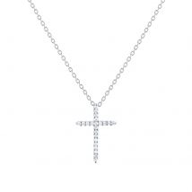 Tiny Treasures 18ct White Gold 0.10ct Diamond Cross Necklace