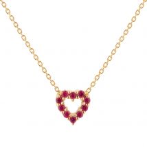 Tiny Treasures 18ct Yellow Gold 0.10ct Diamond & 0.10ct Ruby Heart Necklace