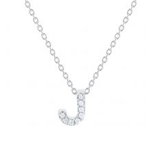 Tiny Treasures 18ct White Gold 0.04ct Love Letter J Necklace
