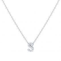 Tiny Treasures 18ct White Gold 0.05ct Love Letter S Necklace