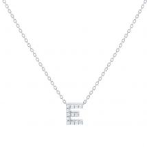 Tiny Treasures 18ct White Gold 0.06ct Love Letter E Necklace