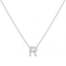 Tiny Treasures 18ct White Gold 0.06ct Love Letter R Necklace