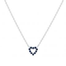 Tiny Treasures 18ct White Gold 0.10ct Diamond & 0.10ct Sapphire Heart Necklace