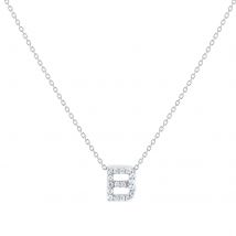Tiny Treasures 18ct White Gold 0.06ct Love Letter B Necklaces