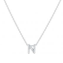 Tiny Treasures 18ct White Gold 0.07ct Love Letter N Necklaces