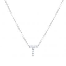 Tiny Treasures 18ct White Gold 0.04ct Love Letter T Necklaces