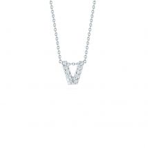 Tiny Treasures 18ct White Gold 0.05ct Love Letter V Necklaces
