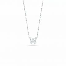 Tiny Treasures 18ct White Gold 0.08ct Love Letter W Necklaces