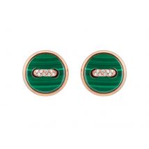 Pom Pom Dot 18ct Rose Gold Malachite & 0.07ct Diamond Earrings