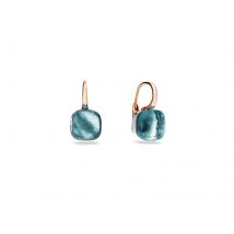 Nudo Classic 18ct Rose & White Gold Blue Topaz Earrings