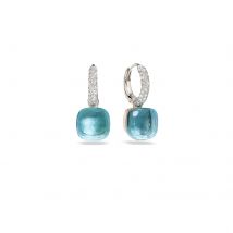 Nudo 18ct Rose & White Gold Blue Topaz & 0.55ct Diamond Earrings