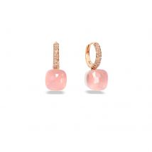 Nudo 18ct Rose & White Gold Rose Quartz & 0.50ct Brown Diamond Earrings