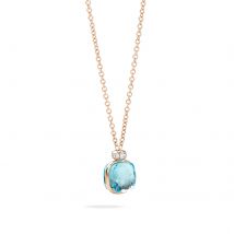 Nudo 18ct Rose & White Gold Blue Topaz & 0.10ct Diamond Pendant