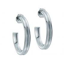 White Gold Coloured Hisla Hidden Heart Large Hoop Earrings