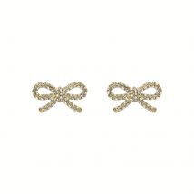 Yellow Gold Coloured Ribecca Cubic Zirconia Bow Stud Earrings