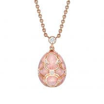 Heritage 18ct Rose Gold Diamond & Pink Enamel Petite Egg Pendant