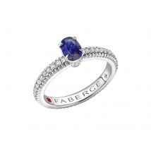 Colours of Love 18ct White Gold Blue Sapphire Fluted ring with Diamond Shoulders - Ring Size I
