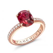Colours of Love 18ct Rose Gold Ruby Fluted Ring with Diamond Shoulders - Ring Size O