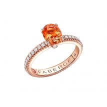 Colours of Love 18ct Rose Gold Spessartite Fluted Ring with Diamond Shoulders - Ring Size I