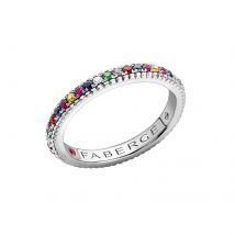 Colours of Love 18ct White Gold Multicoloured Gemstone Fluted Eternity Ring - Ring Size O