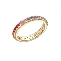 Colours of Love 18ct Yellow Rainbow Multicoloured Gemstone Fluted Eternity Ring - Ring Size K