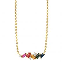 18ct Yellow Gold 0.05ct Diamond 0.35ct Sapphire Necklace