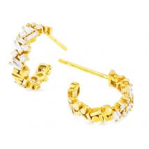 18ct Yellow Gold Firework Small Mix 0.33cttw Diamond Hoop Earrings