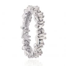 18ct White Gold Baguette & Brilliant Cut Diamond Eternity Ring - Ring Size N