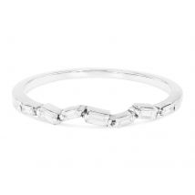 18ct White Gold Fireworks Thin Classic Baguette Ring - Ring Size L