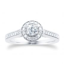 Brilliant Cut 0.35 Carat Total Weight Halo Diamond Ring In 18 Carat White Gold - Ring Size N