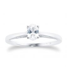 18ct White Gold 0.50cttw Oval Cut Diamond Ring - Ring Size L